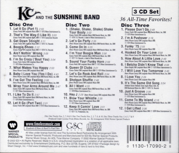 KC & The Sunshine Band : 36 All-Time Favorites! (3xCD, Comp)