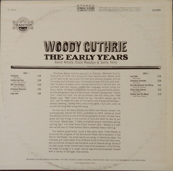 Woody Guthrie - The Early Years (LP) (VG) - Endless Media