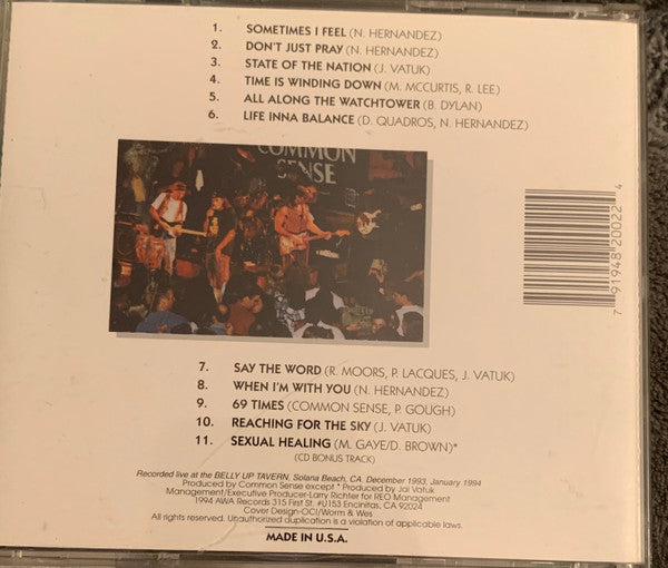 Common Sense (3) : Live! At The Belly Up (CD, Album)