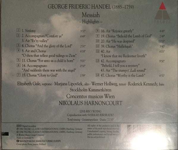 Georg Friedrich Händel, Concentus Musicus Wien, Nikolaus Harnoncourt : Messiah Highlights (CD, Album)