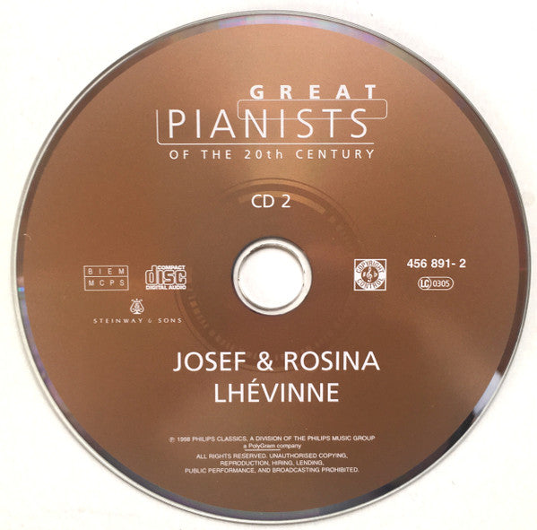 Josef Lhevinne & Rosina Lhévinne : Jozef & Rosina Lhévinne (2xCD, Comp)