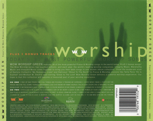 Various : Wow Worship Green (Today's 30 Most Powerful Worship Songs) (2xCD, Comp)