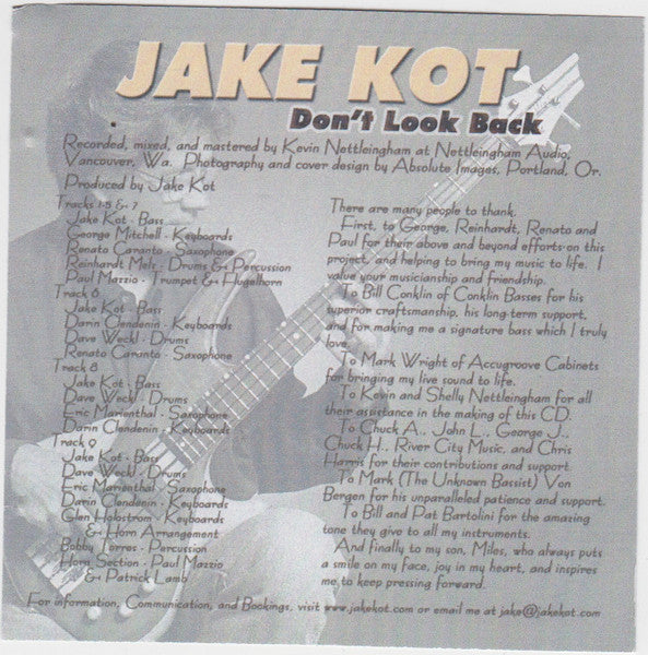 Jake Kot : Don't Look Back (CDr, Album)