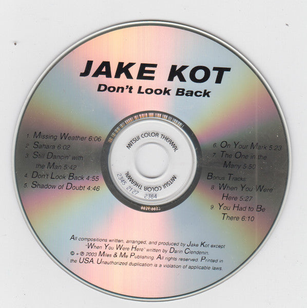 Jake Kot : Don't Look Back (CDr, Album)