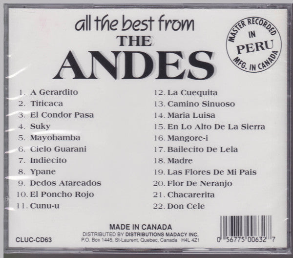 Los Craneos & Juan Campolargo Ensemble : All The Best From The Andes (22 Harp & Flute Favorites) (CD)