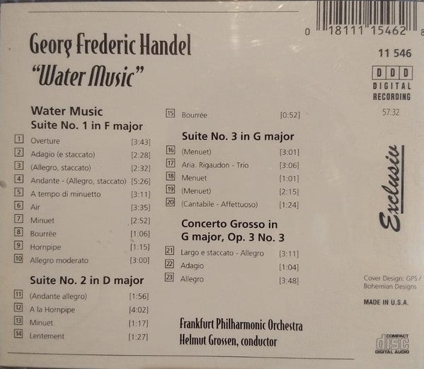 Georg Friedrich Händel, Frankfurter Philharmoniker, Helmut Grossen : Water Music (CD, Album)