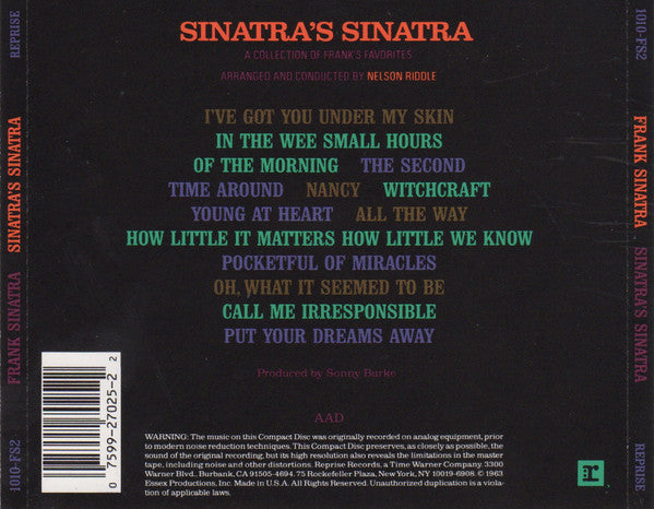 Frank Sinatra : Sinatra's Sinatra: A Collection Of Frank's Favorites (CD, Album)