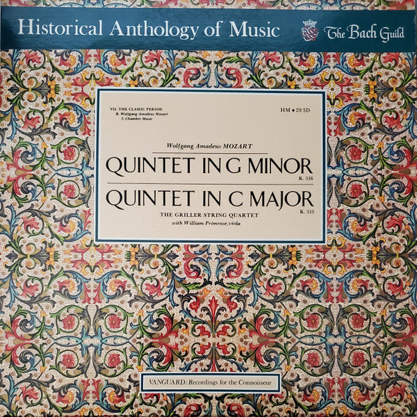 Wolfgang Amadeus Mozart - The Griller String Quartet With William Primrose : Quintet In G Minor K. 516 / Quintet In C Major K. 515 (LP, RE)