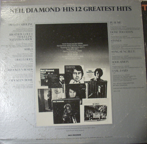 Neil Diamond : His 12 Greatest Hits (LP, Comp, Pin)