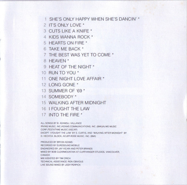 Bryan Adams : Live! Live! Live! (CD, Album, Club, CRC)