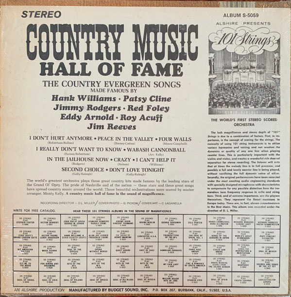 101 Strings - Country Music Hall Of Fame (LP) (G) - Endless Media