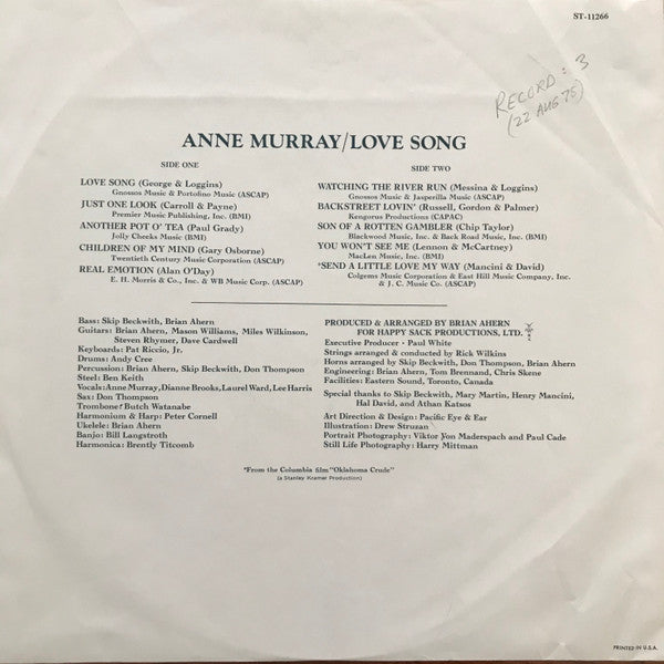 Anne Murray : Love Song (LP, Album, Los)