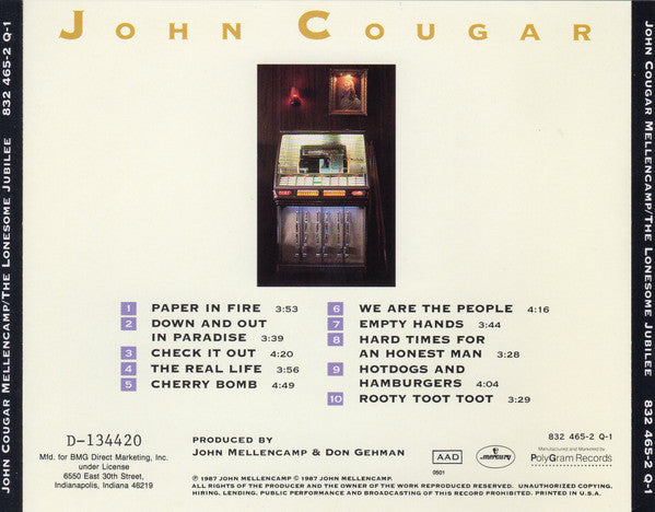John Cougar Mellencamp : The Lonesome Jubilee (CD, Album, Club)