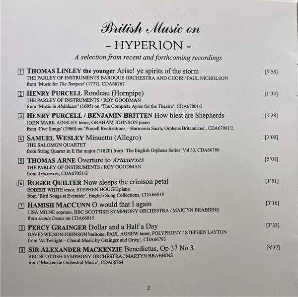Various : British Music On Hyperion (CD, Comp)