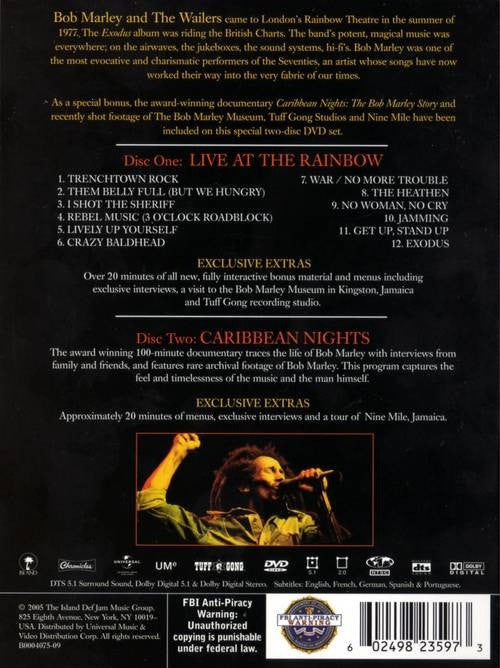 Bob Marley & The Wailers : Live! At The Rainbow (2xDVD, NTSC)