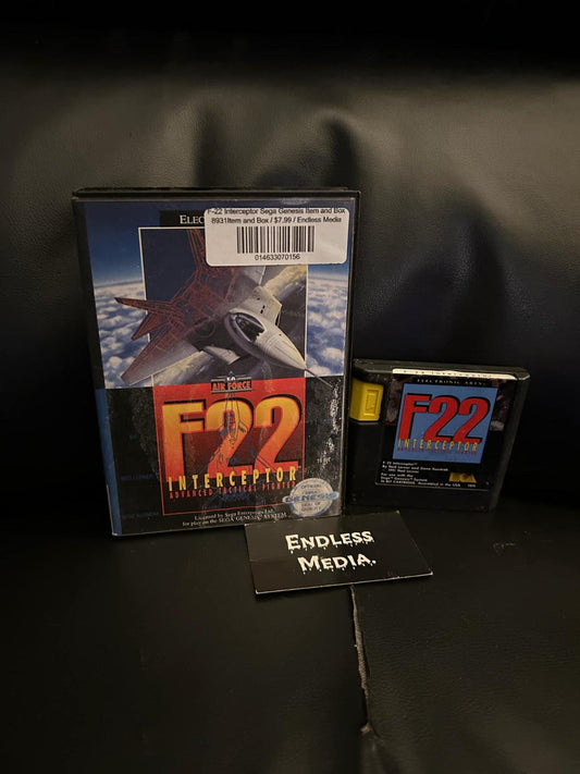 F-22 Interceptor Sega Sega Genesis Item and Box Video Game