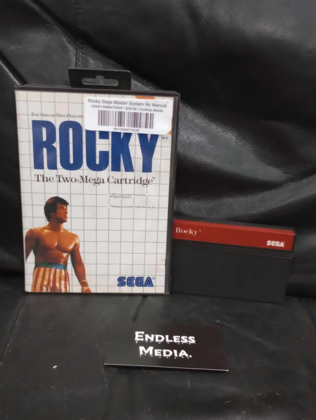 Rocky Sega Sega Master System Item and Box Video Game