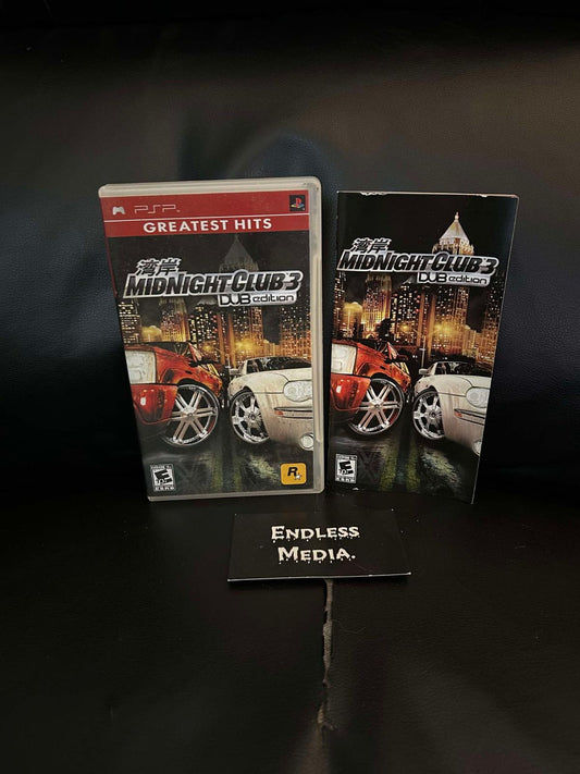 Midnight Club 3 DUB Edition [Greatest Hits] Sony PSP Box and Manual Video Game