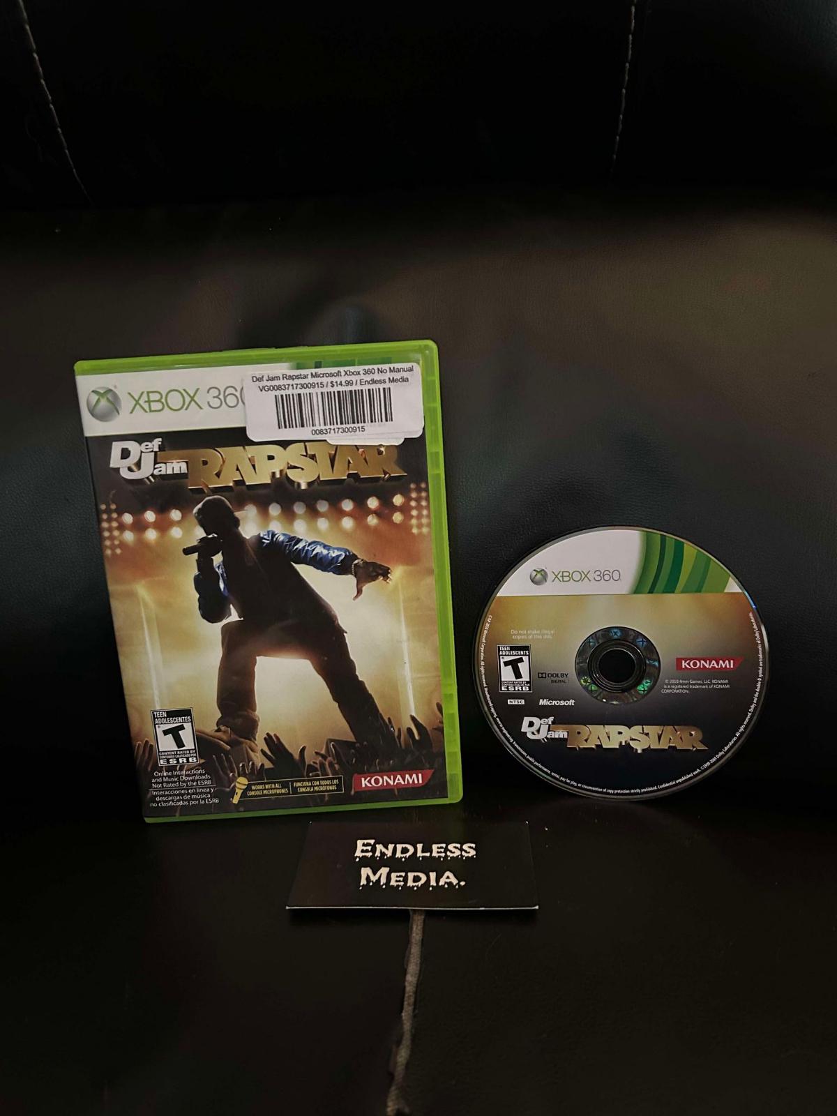 Def Jam Rapstar Microsoft Xbox 360 Item and Box Video Game