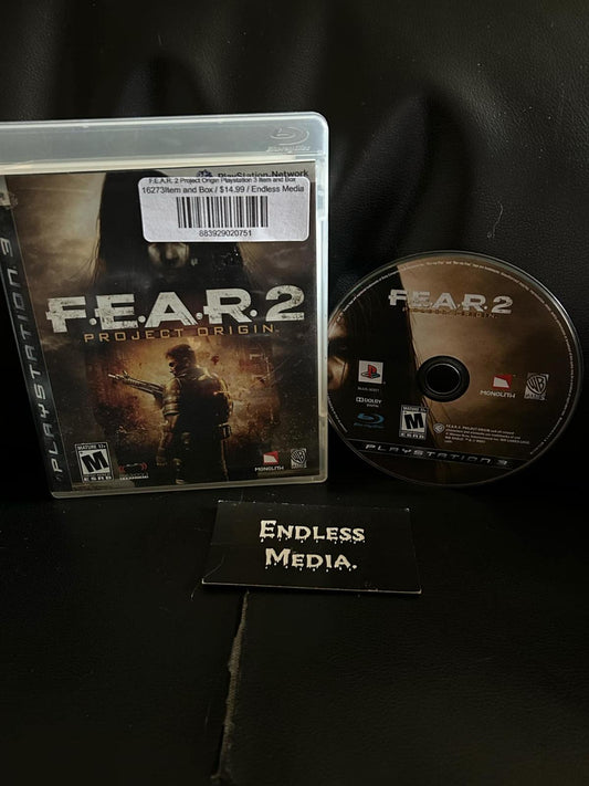 F.E.A.R. 2 Project Origin Sony Playstation 3 Item and Box Video Game