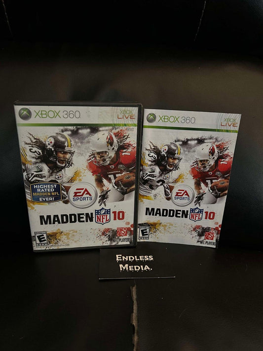 Madden NFL 10 Microsoft Xbox 360 Box and Manual Video Game