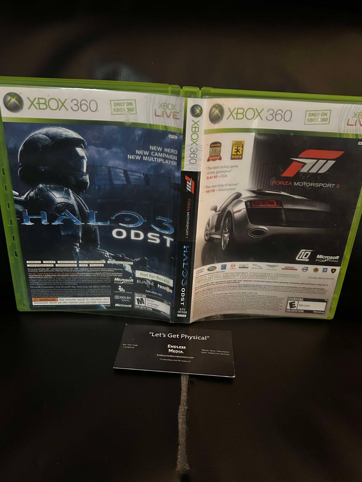 Halo 3: ODST & Forza Motorsport 3 Microsoft Xbox 360 Box only Video Game