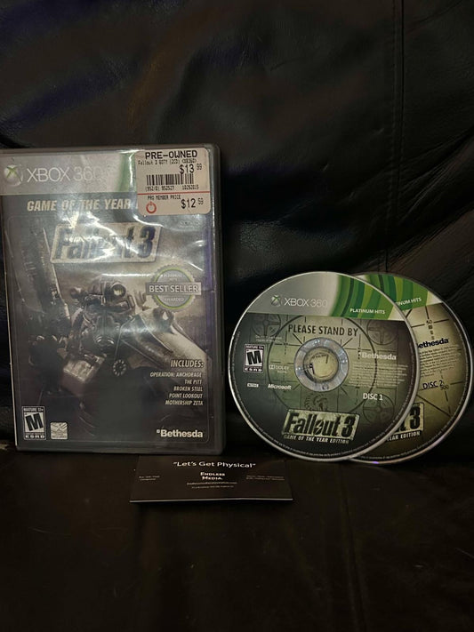 Fallout 3 [Game of the Year Platinum Hits] Microsoft Xbox 360 Item and Box Video Game