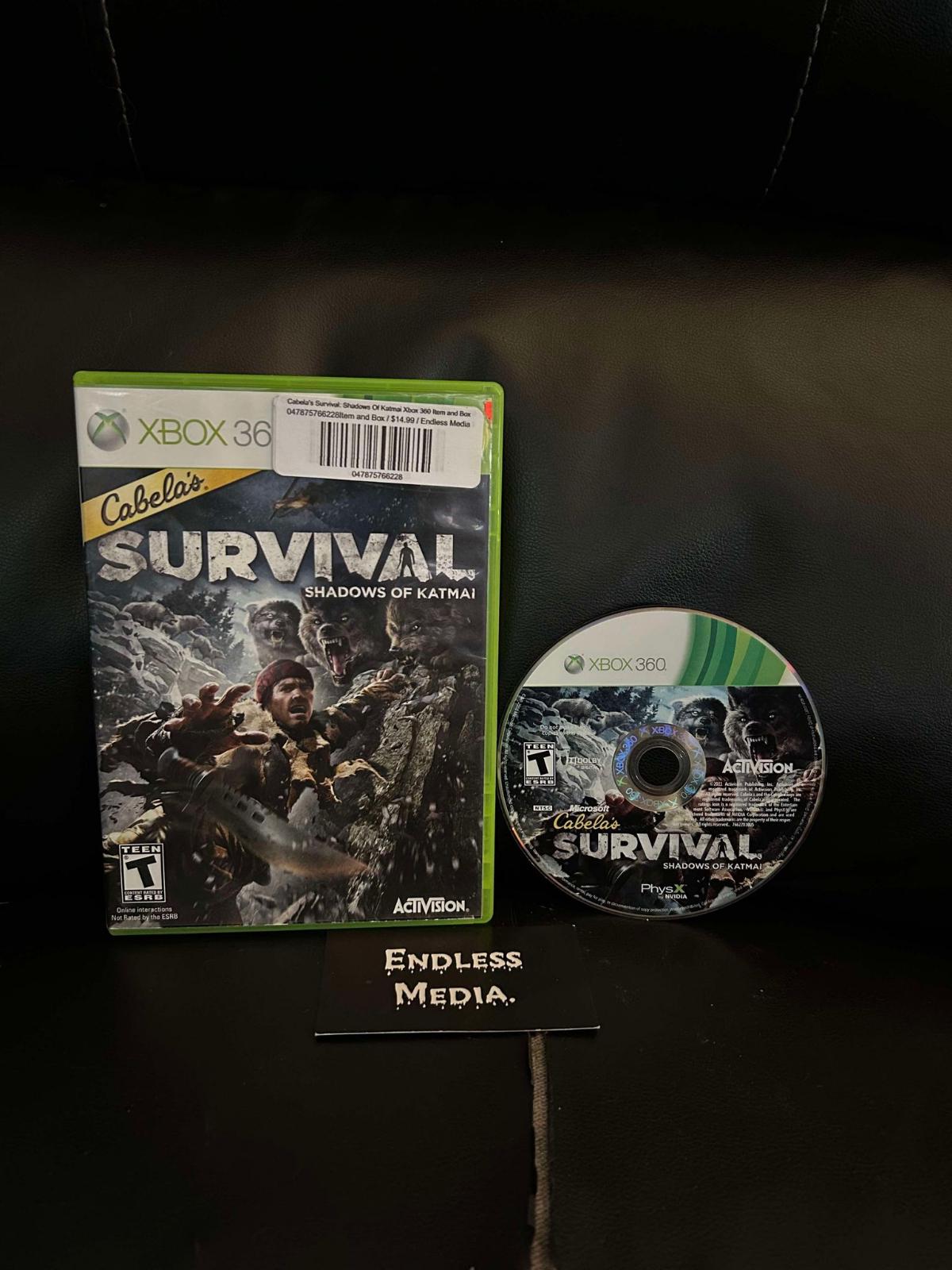 Cabela's Survival: Shadows Of Katmai Microsoft Xbox 360 Item and Box Video Game