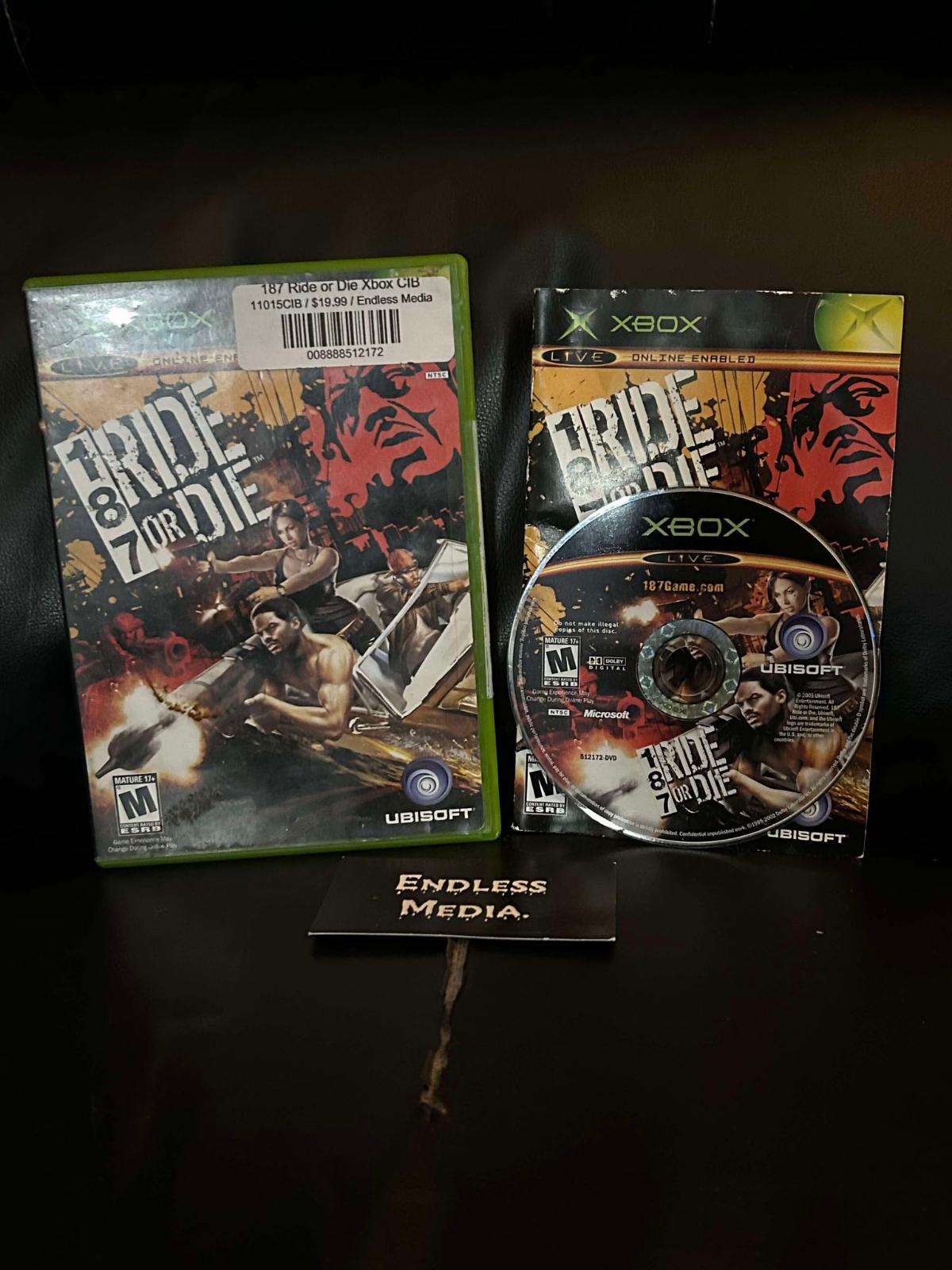 187 Ride or Die Microsoft Xbox CIB Video Game