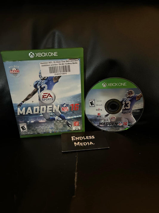 Madden NFL 16 Microsoft Xbox One Item and Box Video Game