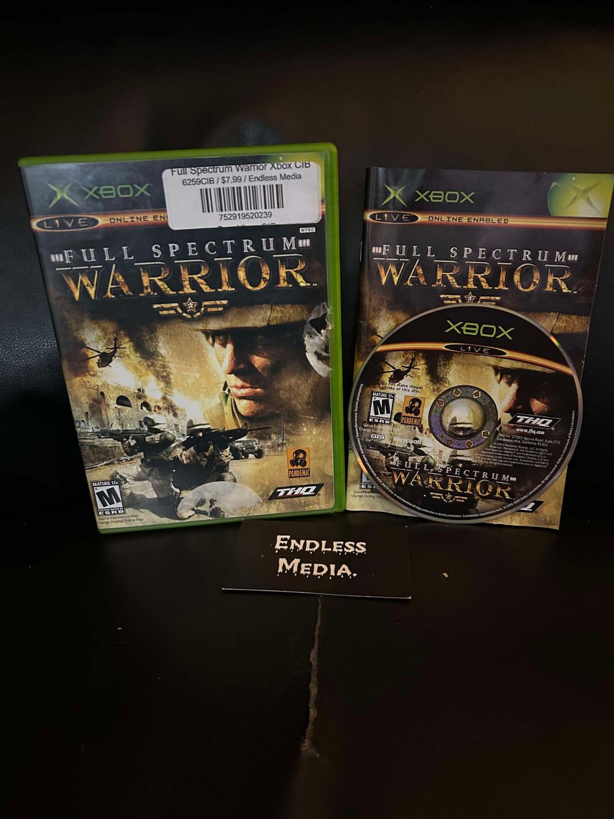 Full Spectrum Warrior Microsoft Xbox CIB Video Game