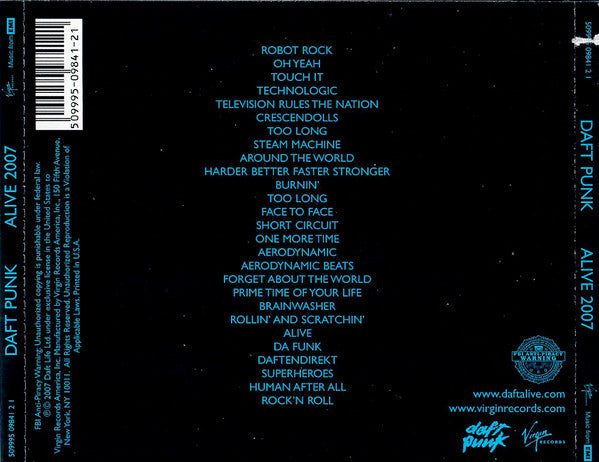 Daft Punk : Alive 2007 (CD, Album, Mixed)