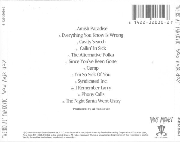 "Weird Al" Yankovic : Bad Hair Day (CD, Album, RE)
