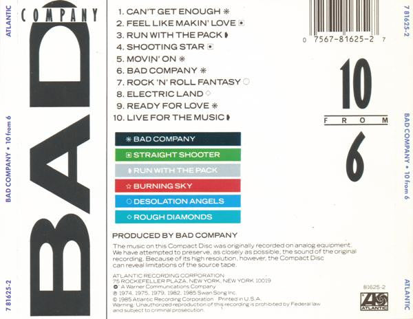 Bad Company (3) : 10 From 6 (CD, Comp, RE)