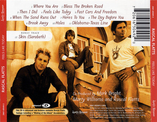 Rascal Flatts : Feels Like Today (CD, Album, Enh)