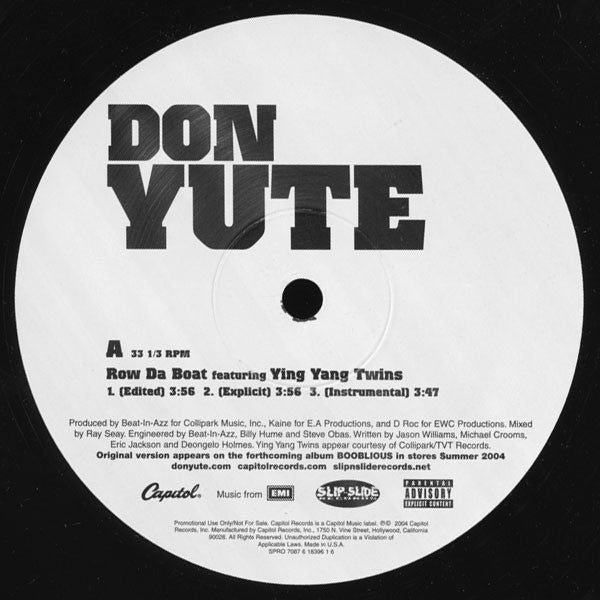 Don Yute - Row Da Boat (12") (VG+) - Endless Media