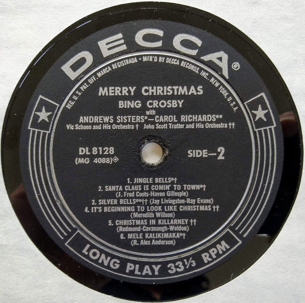 Bing Crosby : Merry Christmas (LP, Album, Mono)