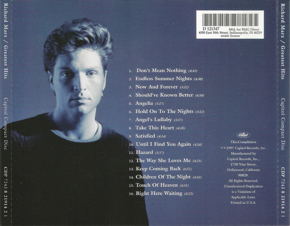 Richard Marx : Greatest Hits (CD, Comp, Club, RP)