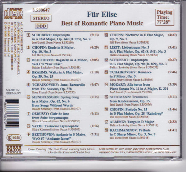 Various : Für Elise - Best Of Romantic Piano Music (CD, Comp, RE)