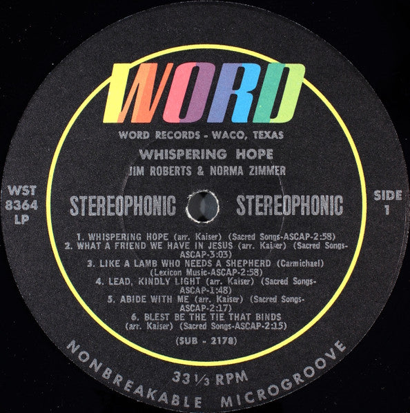 Jim Roberts (3) And Norma Zimmer : Whispering Hope (LP, RE)