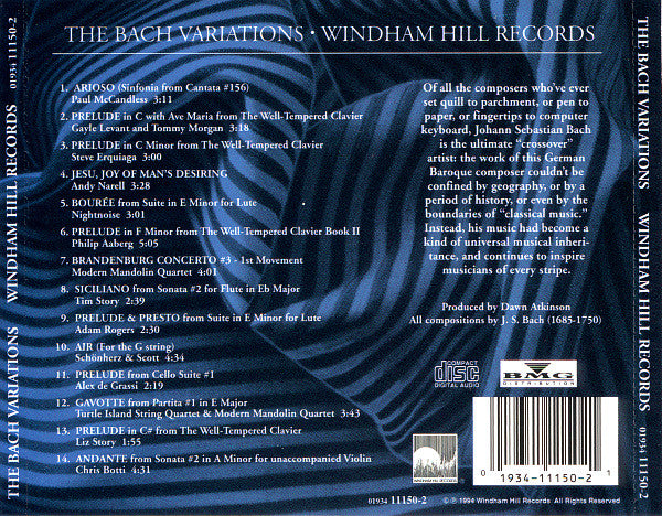 Johann Sebastian Bach, Various - The Bach Variations (A Windham Hill Sampler) (CD) (VG+) - Endless Media