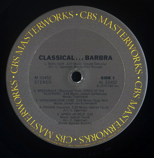 Barbra Streisand - Classical ... Barbra (LP) (VG) - Endless Media