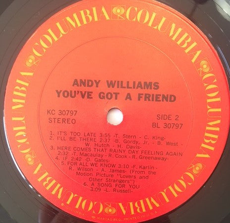 Andy Williams - You've Got A Friend (LP) (VG+) - Endless Media