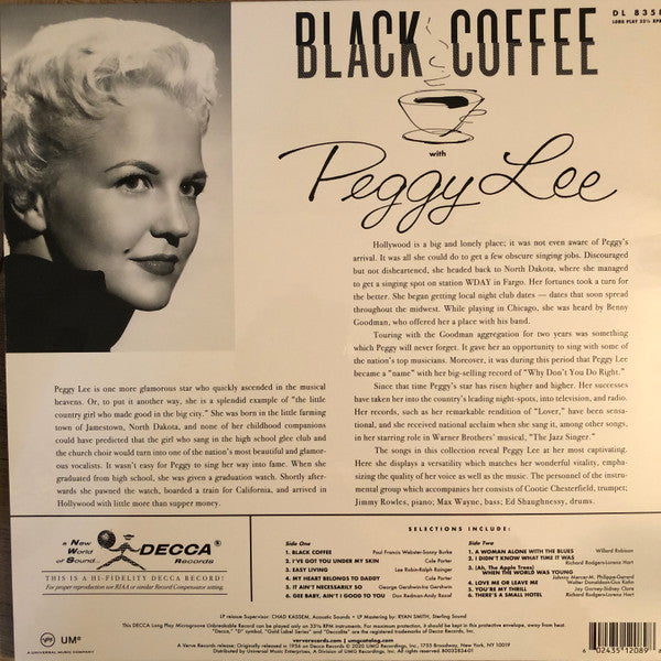 Peggy Lee : Black Coffee With Peggy Lee (LP, Album, Mono, RE, 180)