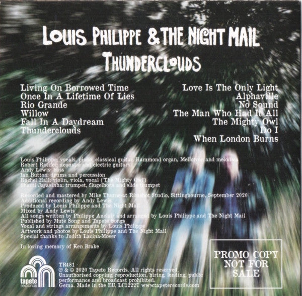 Louis Philippe & The Night Mail : Thunderclouds (CD, Album, Promo)