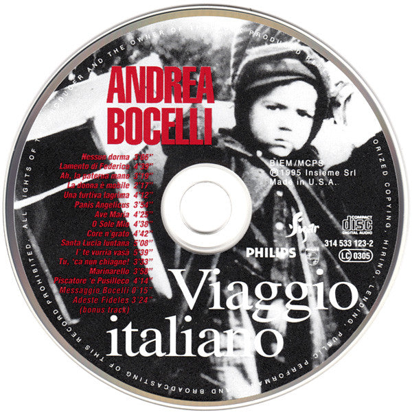 Andrea Bocelli : Viaggio Italiano (CD, Album)