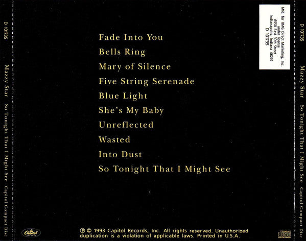 Mazzy Star : So Tonight That I Might See (CD, Album, Club)