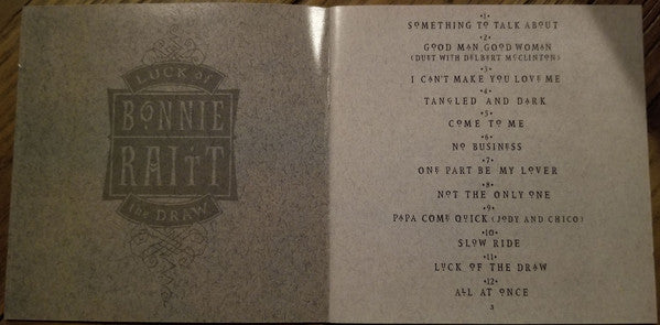 Bonnie Raitt : Luck Of The Draw (CD, Album, Club)