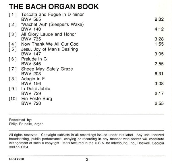 Johann Sebastian Bach, Philip Brunelle : The Bach Organ Book (CD, Album, RE)