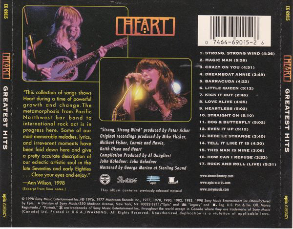 Heart : Greatest Hits (CD, Comp, RE)